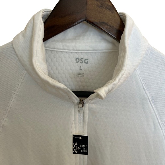 DSG Women's Run Grid 1/4 Zip Pure White Moisture Wicking Fleece Top Size L UV 50 - Picture 2 of 11